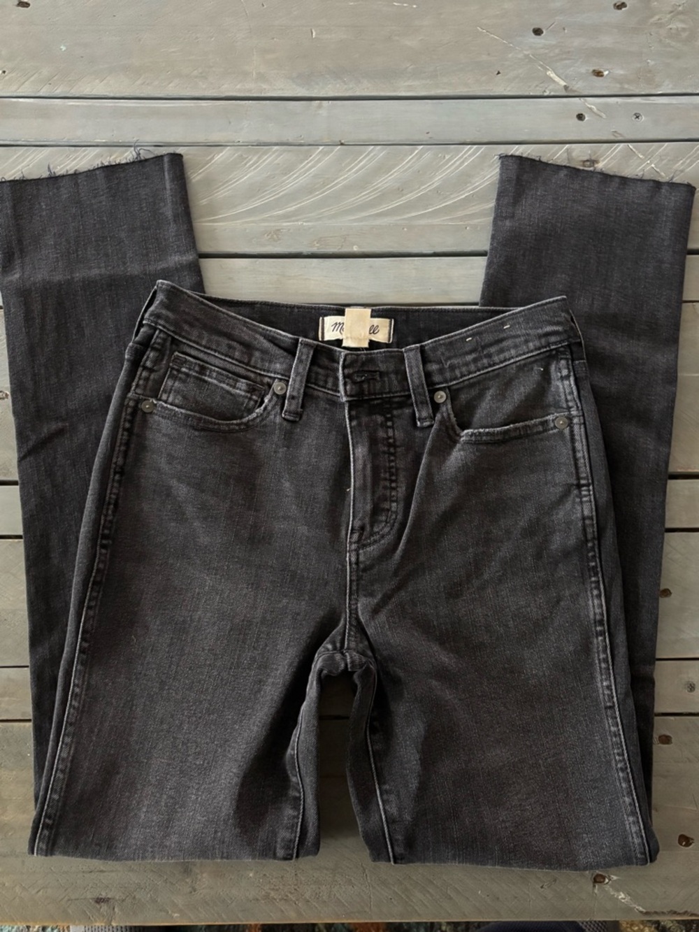 NWOT Madewell Midrise Dark Gray/Black Straight Leg Jeans